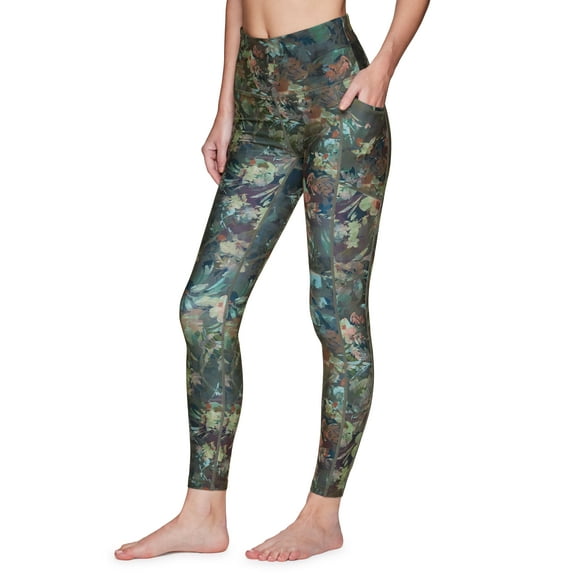 RBX Active Women's Buttery Soft Earth-Toned Floral Printed Squat Proof Legging with Pockets