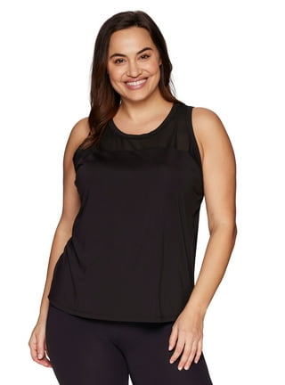 RBX Active Women's Plus Size Shoulder Tuck Crewneck Soft Yoga Tank Top