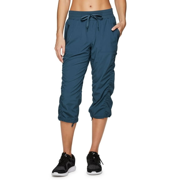 RBX Active Women's Casual Lightweight Capri Pants for Women With Pockets, Blue Teal Size Medium