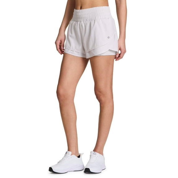 RBX Active Women's Double Hem Woven Running Short With Inner Bike Shorts