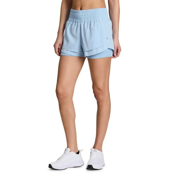 RBX Active Women's Double Hem Woven Running Short With Inner Bike Shorts