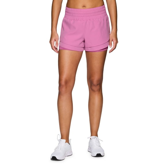 RBX Active Women's Double Hem Woven Running Short With Inner Bike Shorts