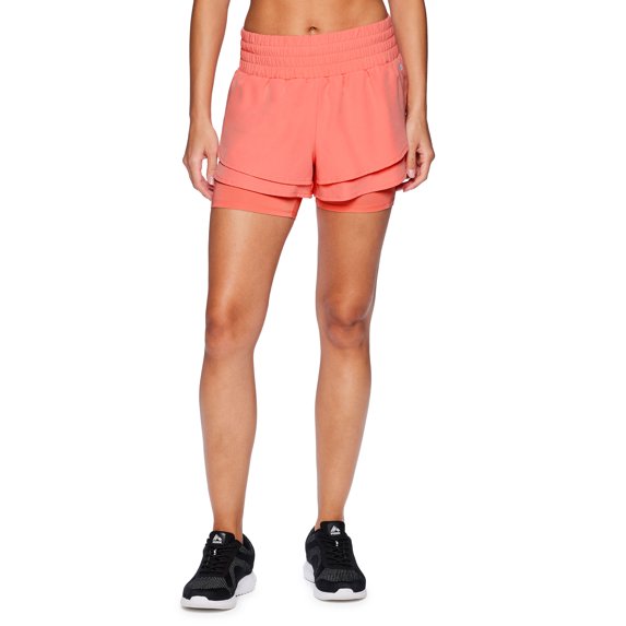 RBX Active Women's Double Hem Woven Running Short With Inner Bike Shorts