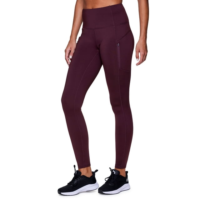 RBX Active Women's Full Length Fleece Lined Legging with Zipper Pockets