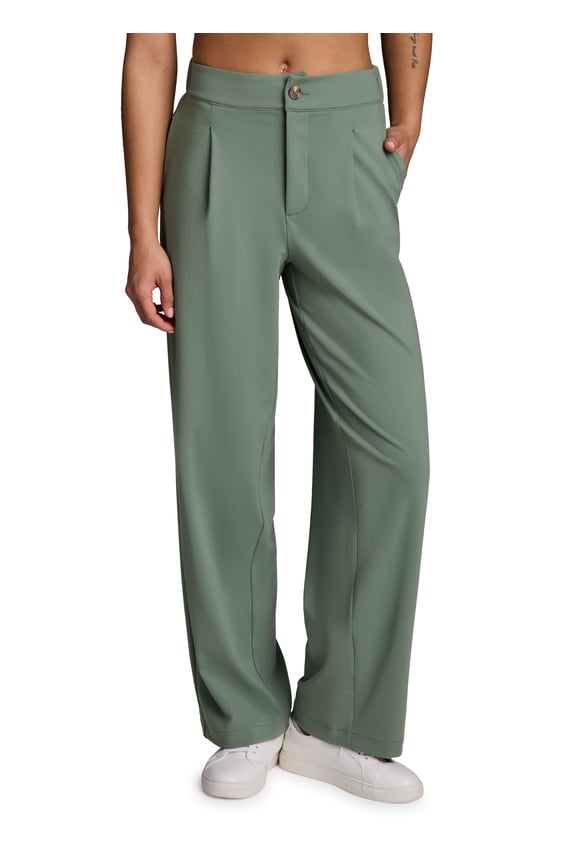 Active Women's Full Length Stretch Knit Trouser Pants with Elastic Back