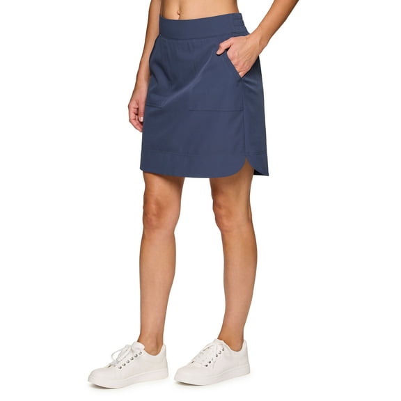 RBX Active Women's Golf/Tennis Woven Longer Length Flat Front Skort With Pockets
