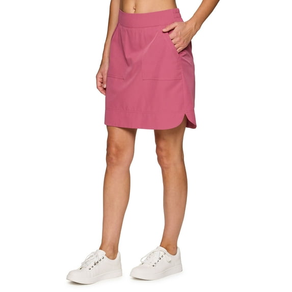 RBX Active Women's Golf/Tennis Woven Longer Length Flat Front Skort With Pockets