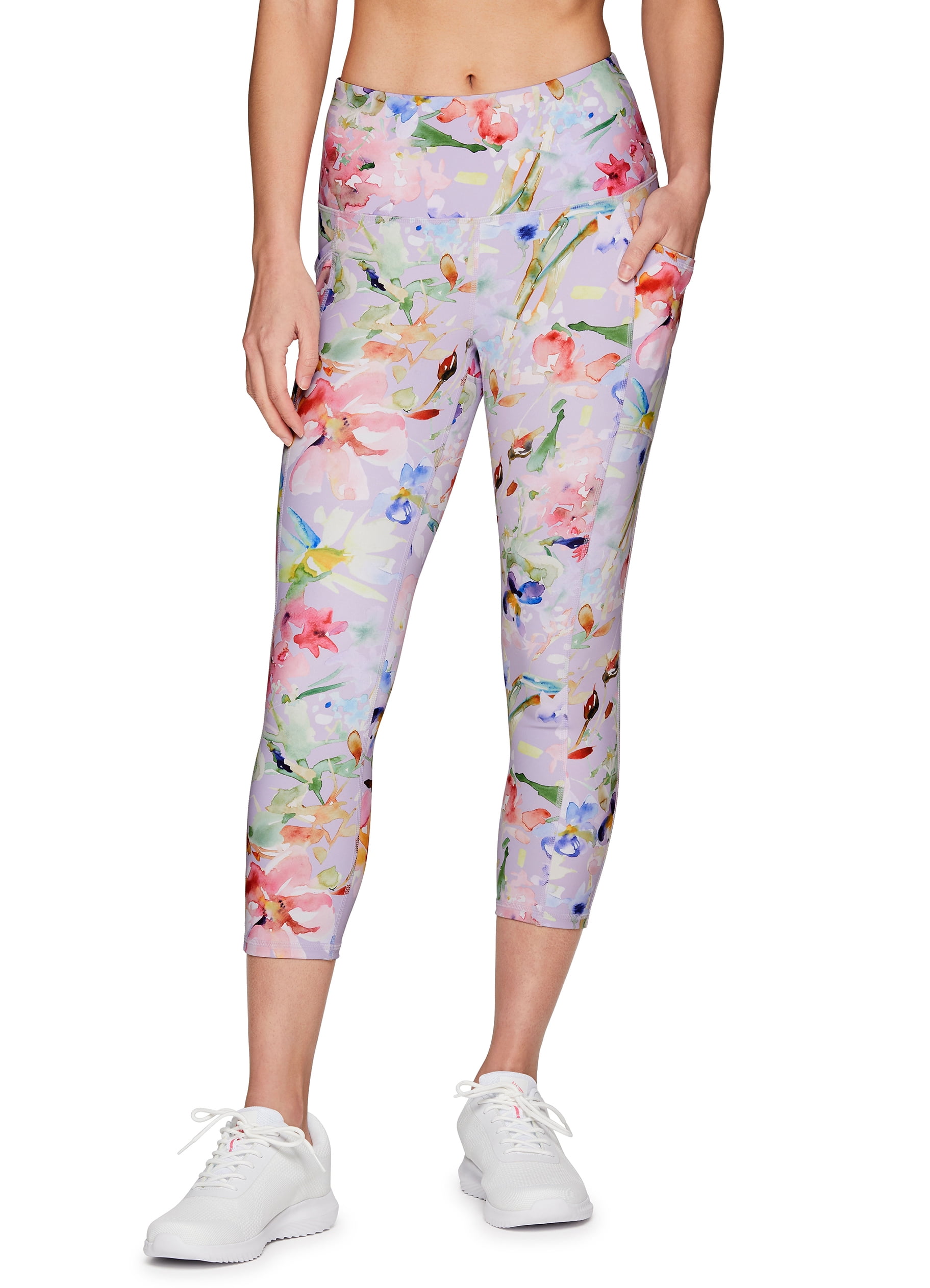 RBX Active Women's High Waist Squat Proof Floral Capri Legging With