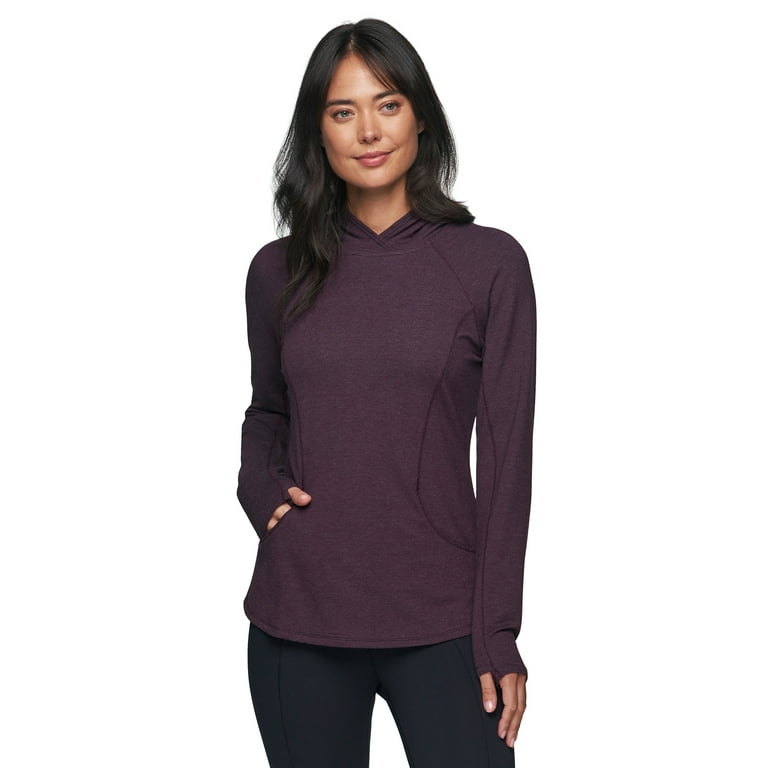 RBX Active Women's French Terry Hoodie Top with Thumbholes Lightweight Long  Sleeve Hoodie Pullover Tunic for Yoga Casual Wear