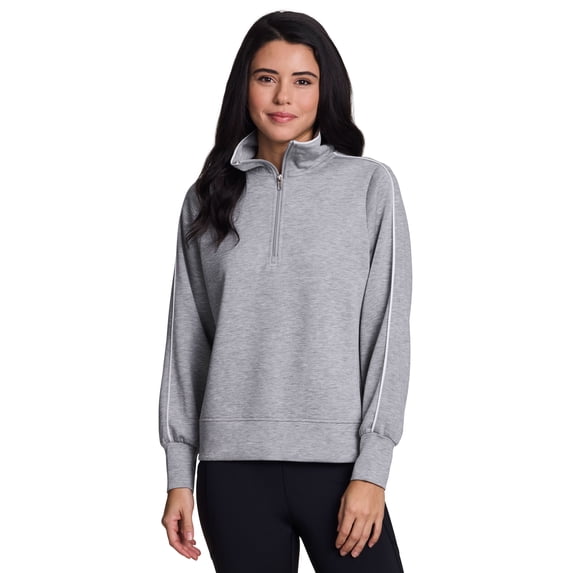 RBX Active Women's Lightweight Luxe Athleisure Quarter Zip Piped Sweatshirt