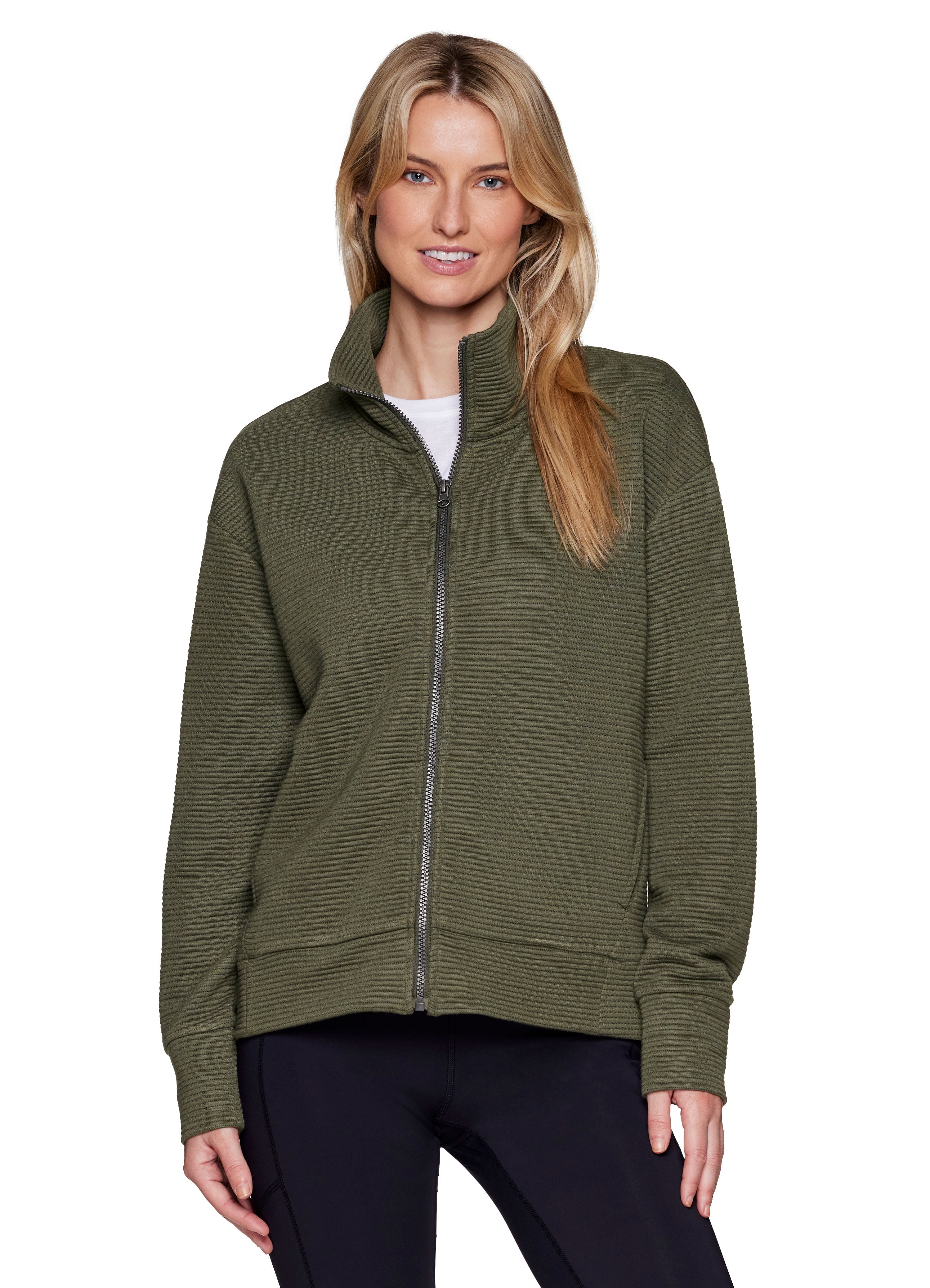 RBX Active Women's Lightweight Mock Neck Zip Up Ottoman Jacket with