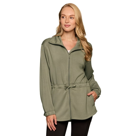 RBX Active Women's Lightweight Luxe Athleisure Lapel Anorak Jacket with Drawstring Waist