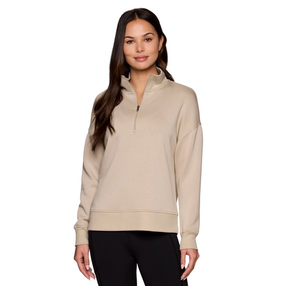 RBX Active Women's Lightweight Soft Scuba Quarter Zip Sweatshirt