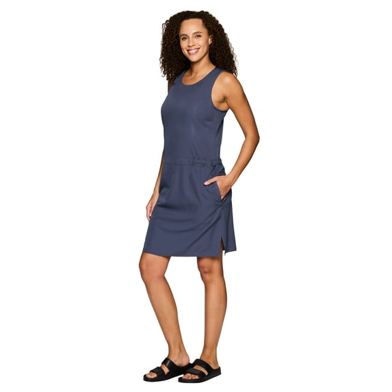 RBX Active Women's Longer Length Woven Golf Hiking Dress With Zipper Pockets