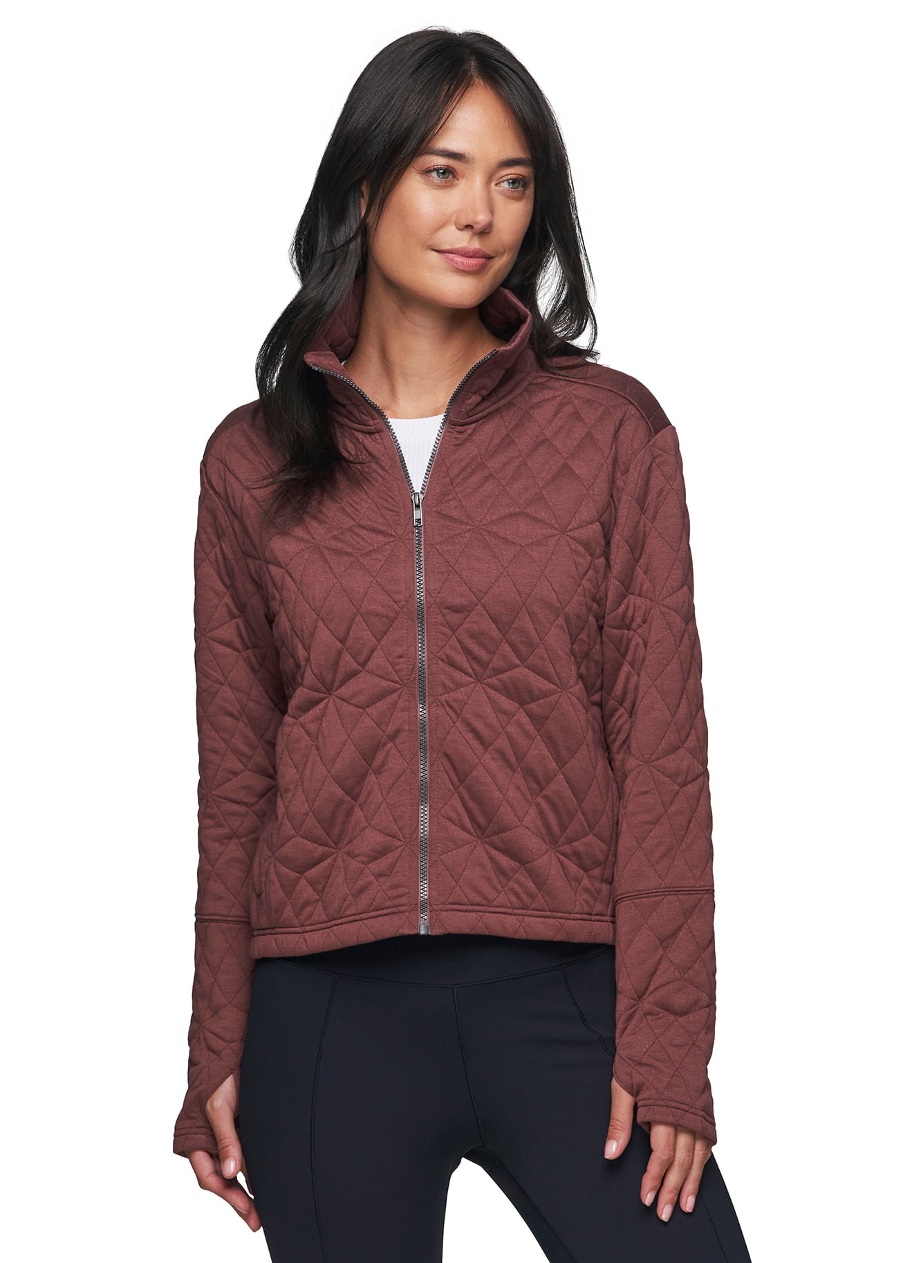 RBX Active Women's Mid Weight Zip Up Quilted Jacket With Pockets