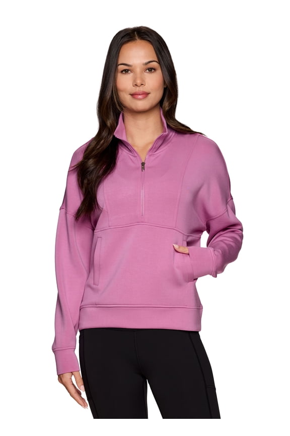 Active Women's Mock Neck Lightweight 1/2 Zip Scuba Sweatshirt