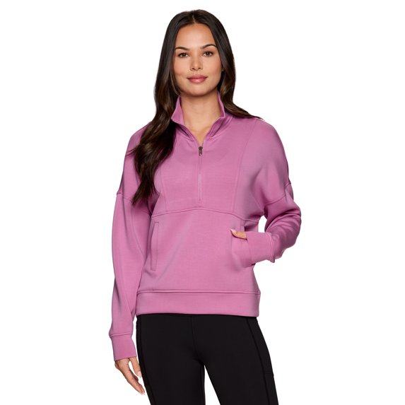RBX Active Women's Mock Neck Lightweight 1/2 Zip Scuba Sweatshirt