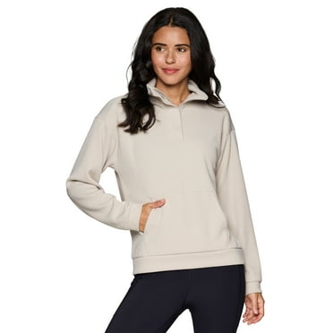 RBX Active Women's Mock Neck Lightweight Ottoman Quarter Zip Sweatshirt