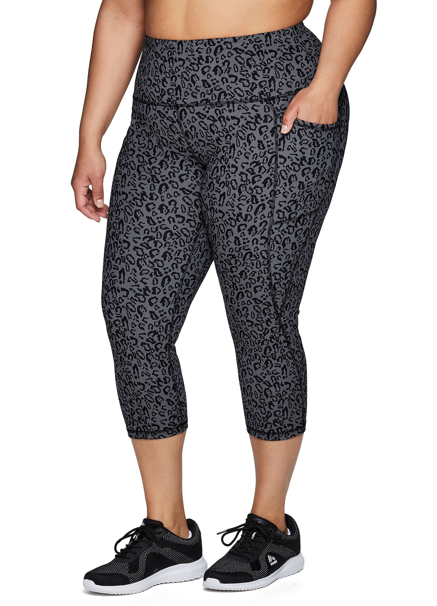 RBX Active Women's Plus Size Athletic Ultra Soft Leopard Capri Legging