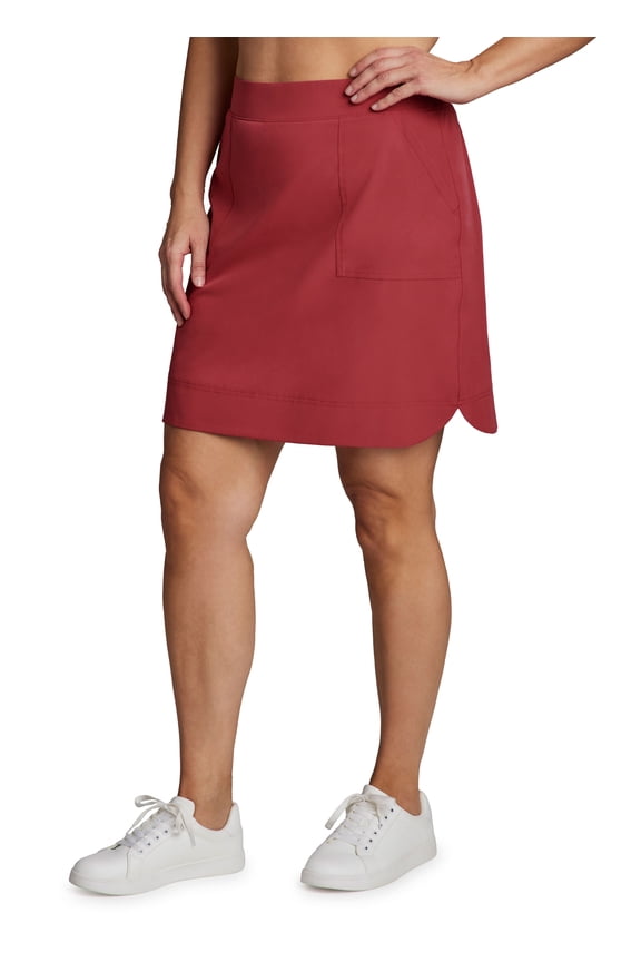 Active Women's Plus Size Golf/Tennis Woven Longer Length Skort With Pockets