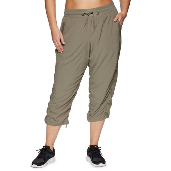 RBX Active Women's Plus Size Lightweight Woven Capri Pant With Pockets