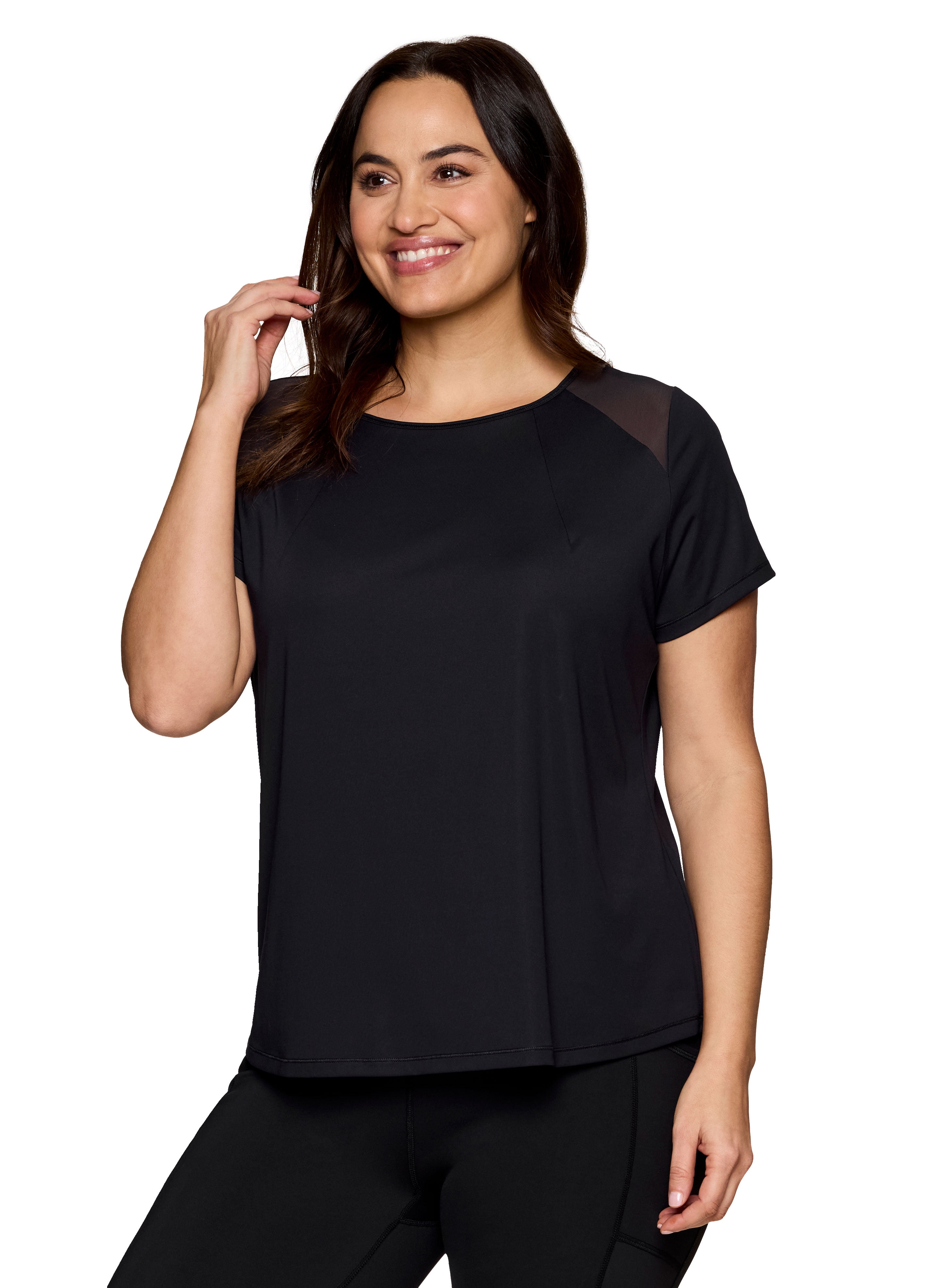 RBX Active Women's Plus Size Quick Dry Short Sleeve Workout Top with