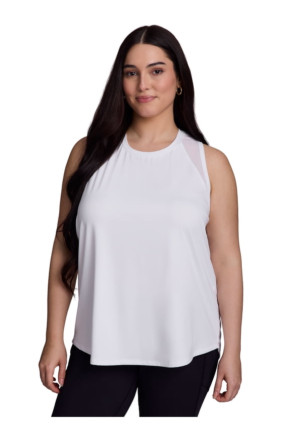 Active Women's Plus Size Quick Dry Sleeveless Workout Top with Mesh Panels