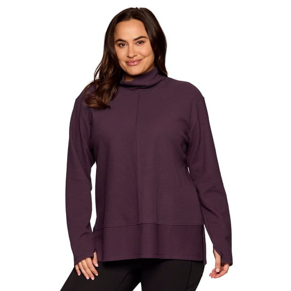 RBX Active Women's Plus Size Quilted Cowl Neck Pullover Tunic