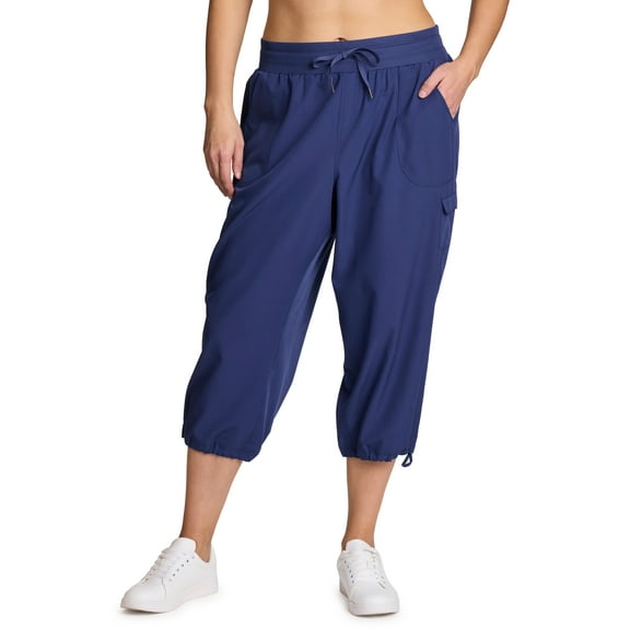 RBX Active Women's Plus Size Relaxed Lightweight Woven Cargo Capri Pant