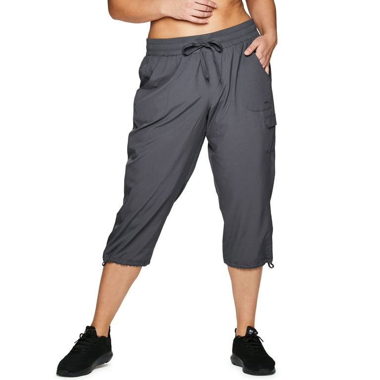 RBX Active Women's Plus Size Relaxed Lightweight Woven Cargo Capri Pant 
