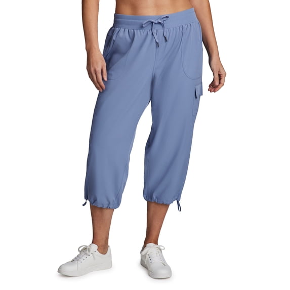 RBX Active Women's Plus Size Relaxed Lightweight Woven Cargo Capri Pant