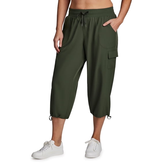 RBX Active Women's Plus Size Relaxed Lightweight Woven Cargo Capri Pant