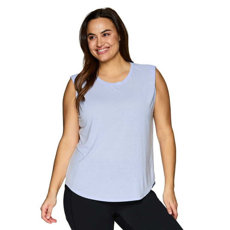 RBX Active Women's Plus Size Shoulder Tuck Crewneck Soft Yoga Tank Top