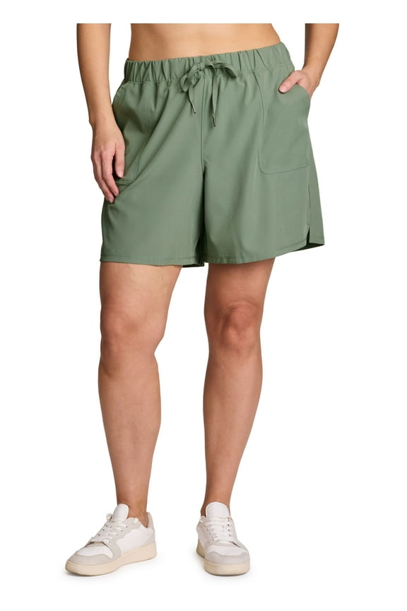 Active Women's Plus Size Stretch Woven Walking Short With Pockets
