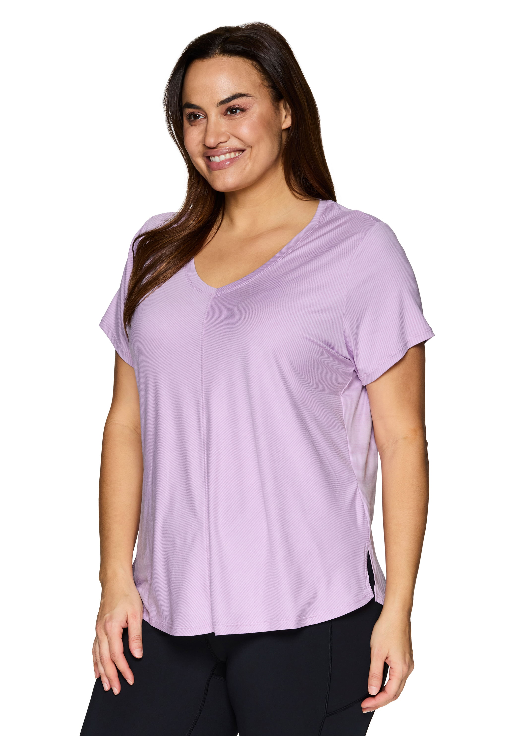RBX Active Women's Athletic Striated V-Neck Super Soft T-Shirt