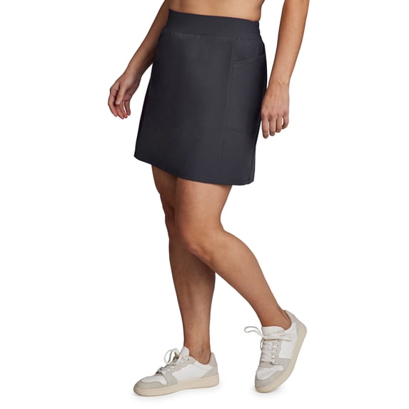 RBX Active Women's Plus Size Zipper Pocket Woven Skort With Inner Bike Short