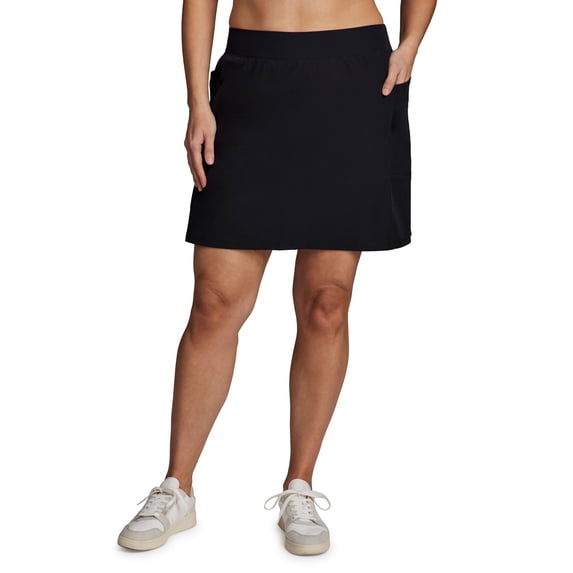 RBX Active Women's Plus Size Zipper Pocket Woven Skort With Inner Bike Short
