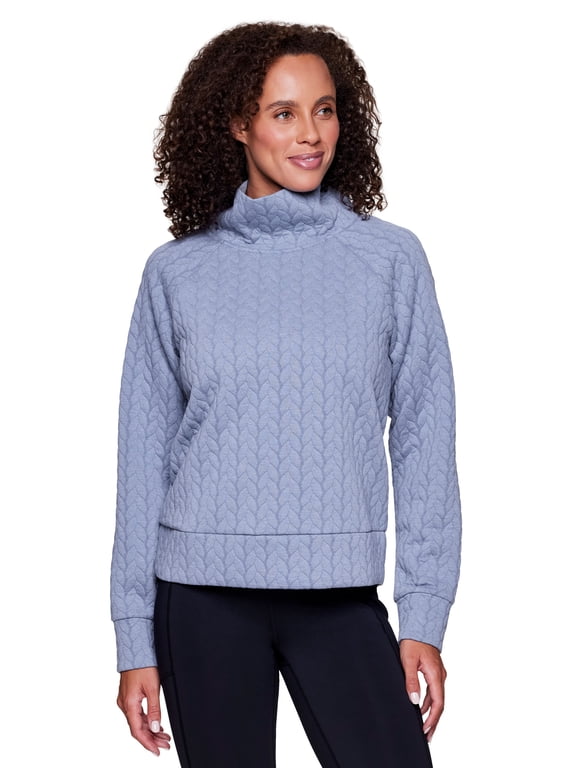 Active Women's Relaxed Fit Cowl Neck Lightweight Cable Sweater