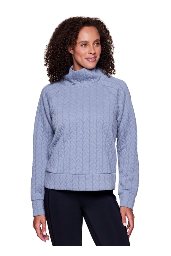 Active Women's Relaxed Fit Cowl Neck Lightweight Cable Sweater