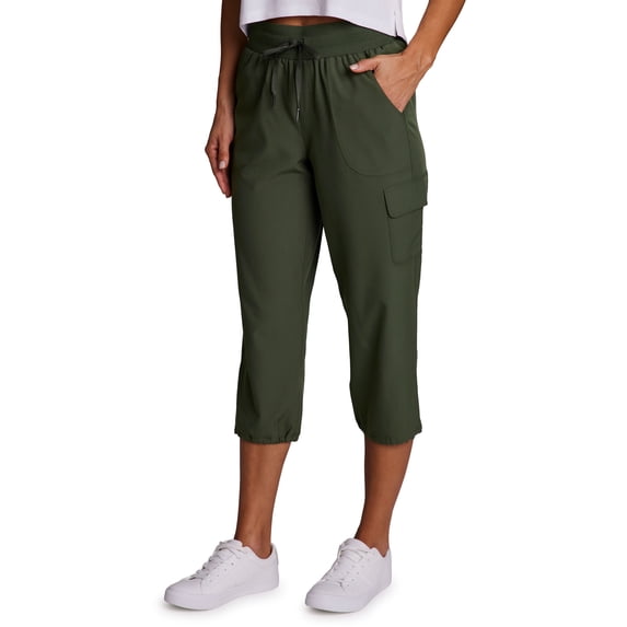RBX Active Women's Relaxed Lightweight Woven Cargo Capri Pant