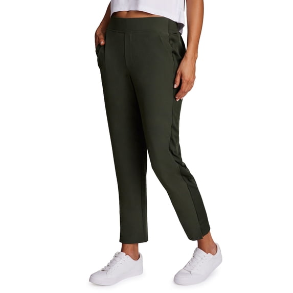 RBX Active Women's Ribbed Side Woven Ankle Pant With Pockets