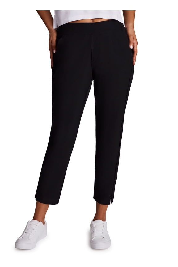 Active Women's Ribbed Side Woven Ankle Pant With Pockets