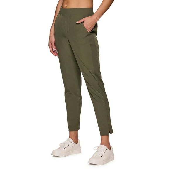 RBX Active Women's Ribbed Side Woven Ankle Pant With Pockets