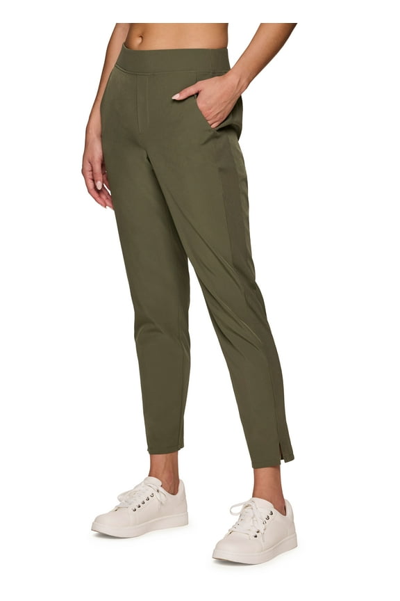 Active Women's Ribbed Side Woven Ankle Pant With Pockets