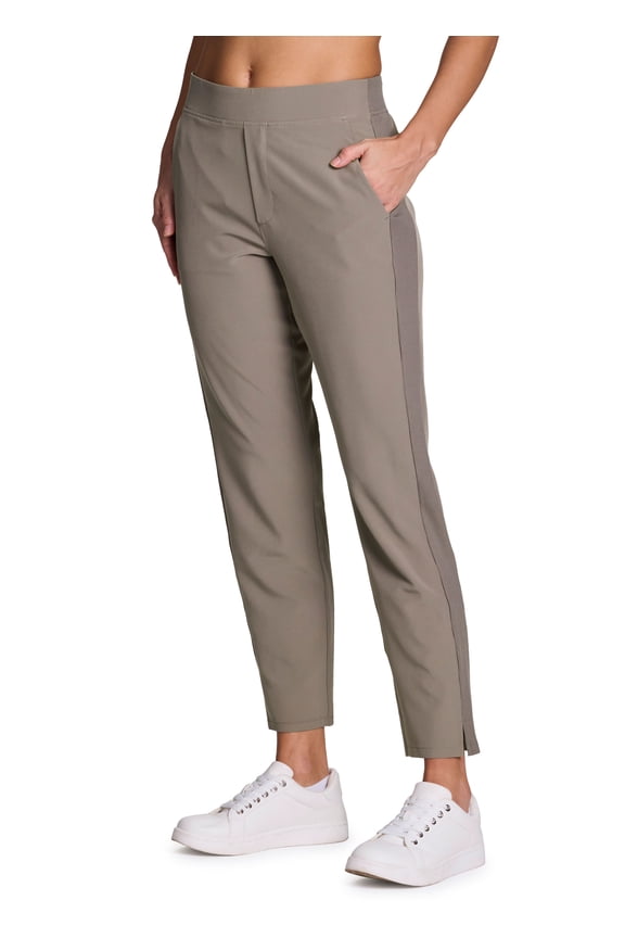 Active Women's Ribbed Side Woven Ankle Pant With Pockets