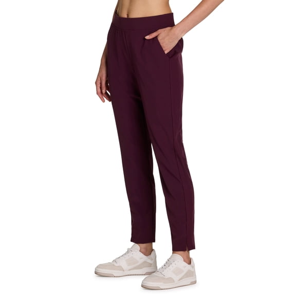 RBX Active Women's Ribbed Side Woven Ankle Pant With Pockets