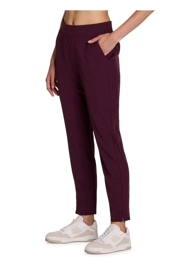 Active Women's Ribbed Side Woven Ankle Pant With Pockets