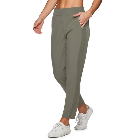 RBX Active Women's Ribbed Side Woven Ankle Pant With Pockets