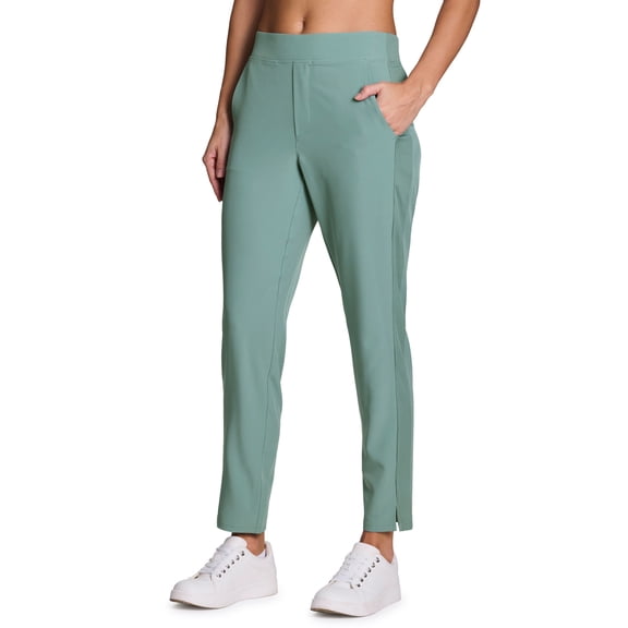 RBX Active Women's Ribbed Side Woven Ankle Pant With Pockets