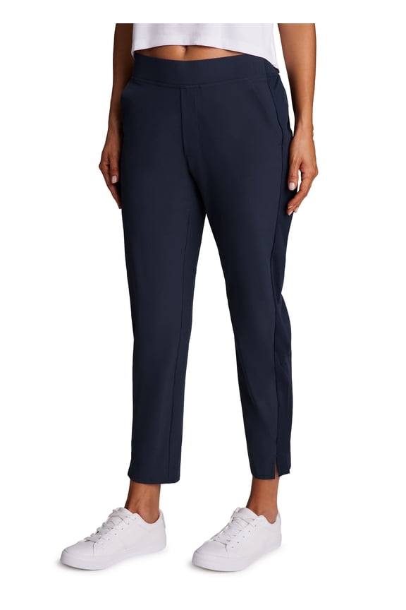 Active Women's Ribbed Side Woven Ankle Pant With Pockets